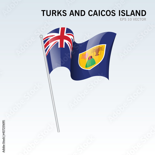 Turks and Caicos Islands waving flag isolated on gray background