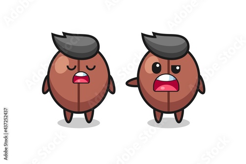 illustration of the argue between two cute coffee bean characters
