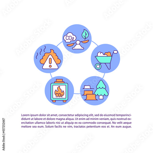 Agriculture, forestry emissions concept line icons with text. PPT page vector template with copy space. Brochure, magazine, newsletter design element. Forest degradation linear illustrations on white
