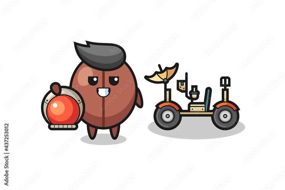 the cute coffee bean as astronaut with a lunar rover the cute coffee bean as astronaut with a lunar rover
