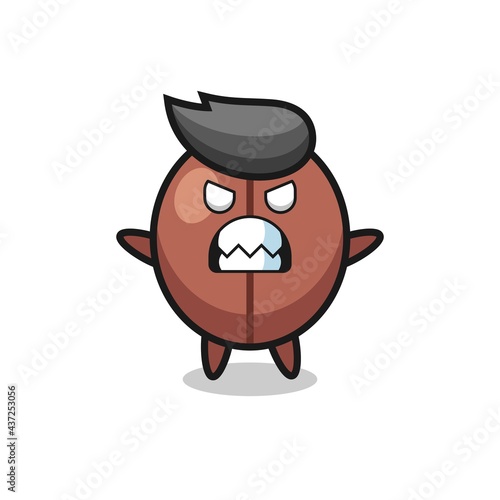 wrathful expression of the coffee bean mascot character
