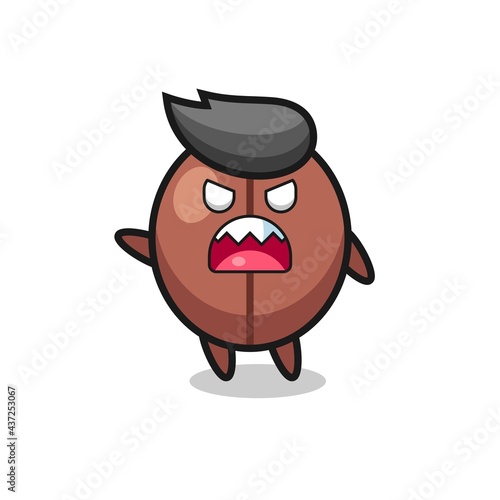 cute coffee bean cartoon in a very angry pose