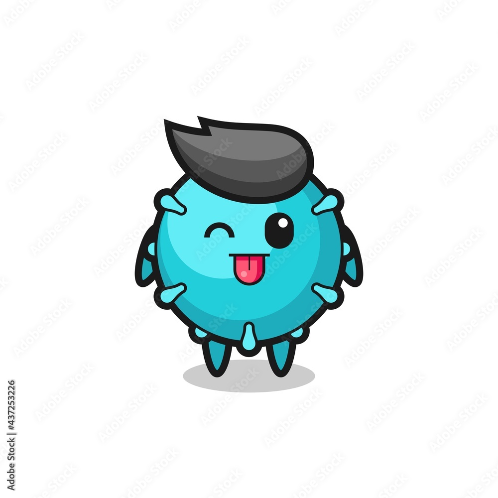 cute virus character in sweet expression while sticking out her tongue cute virus character in sweet expression while sticking out her tongue