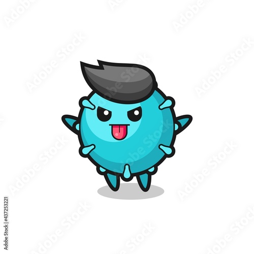 naughty virus character in mocking pose