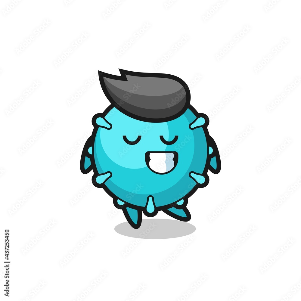 virus cartoon illustration with a shy expression virus cartoon illustration with a shy expression
