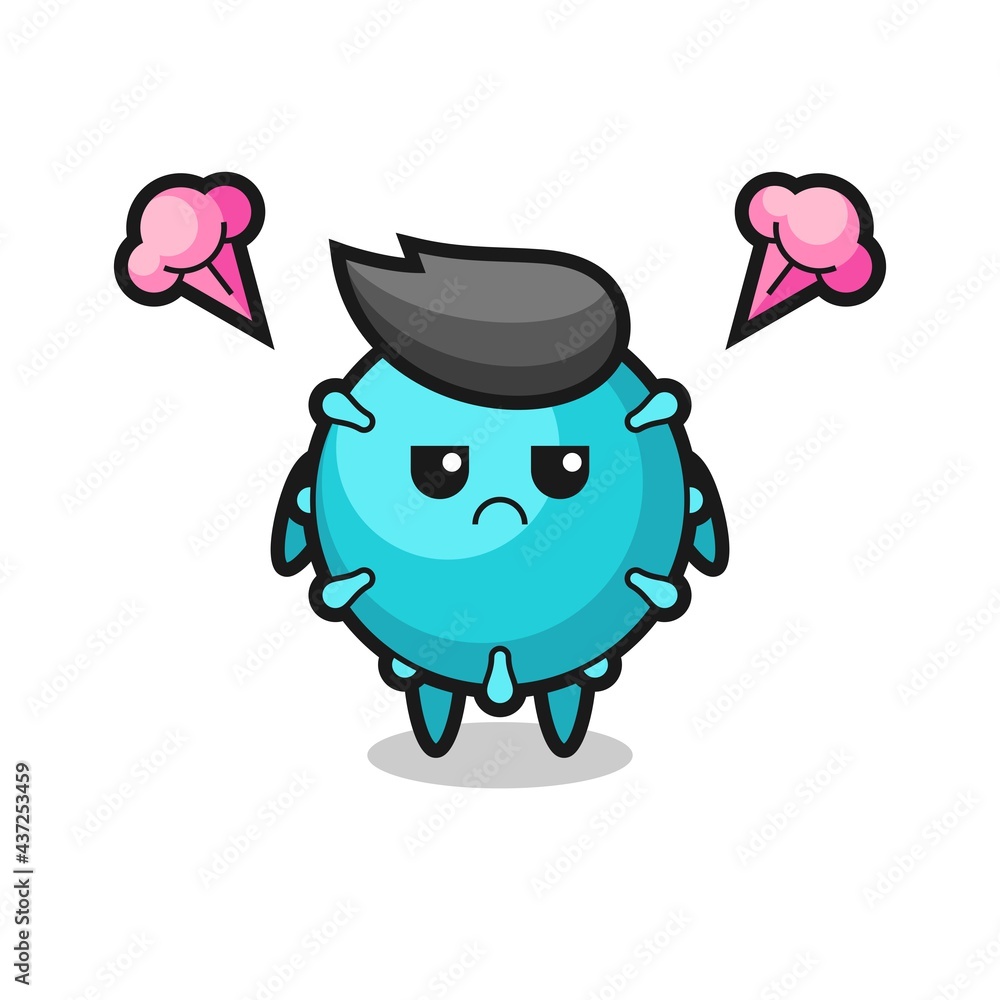annoyed expression of the cute virus cartoon character annoyed expression of the cute virus cartoon character