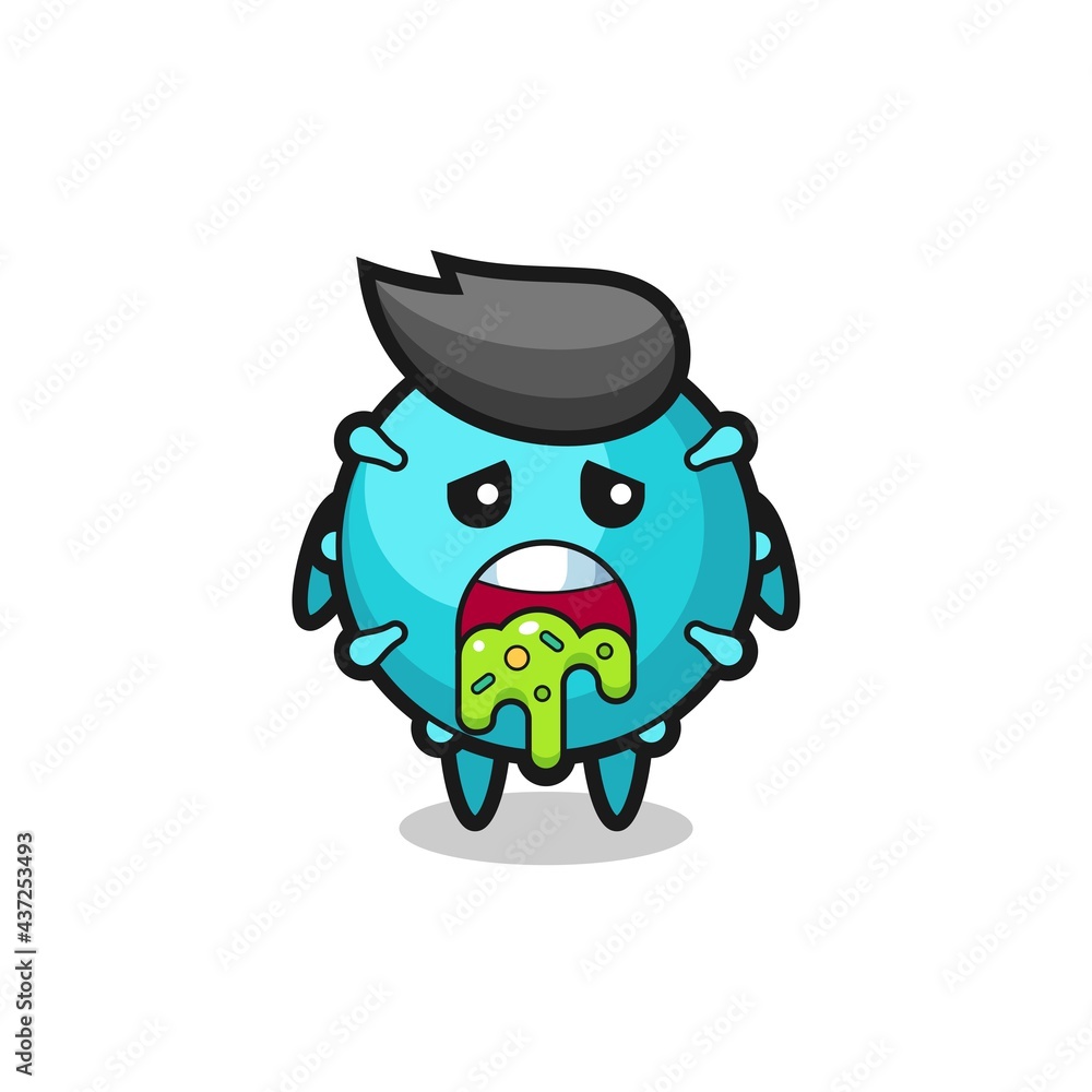 the cute virus character with puke the cute virus character with puke