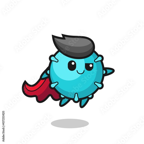 cute virus superhero character is flying