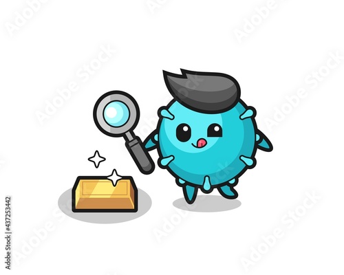 virus character is checking the authenticity of the gold bullion