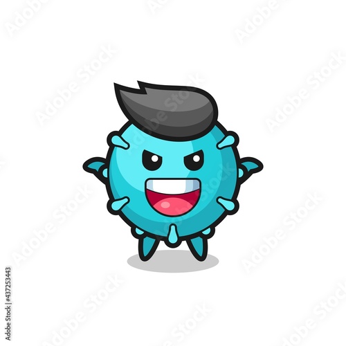 the illustration of cute virus doing scare gesture
