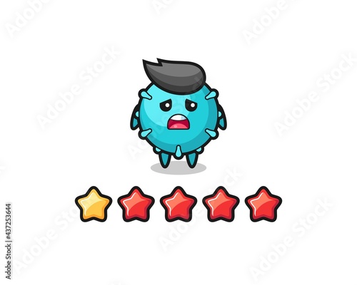 the illustration of customer bad rating, virus cute character with 1 star