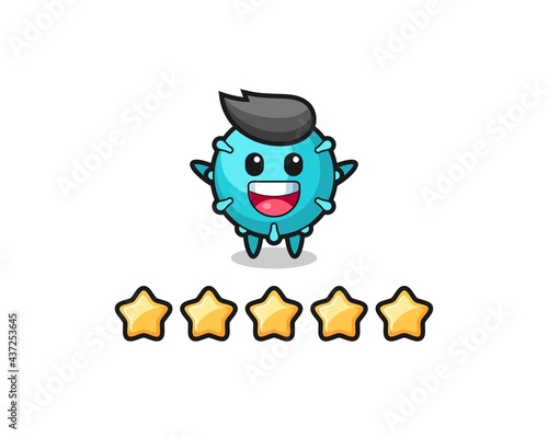 the illustration of customer best rating, virus cute character with 5 stars