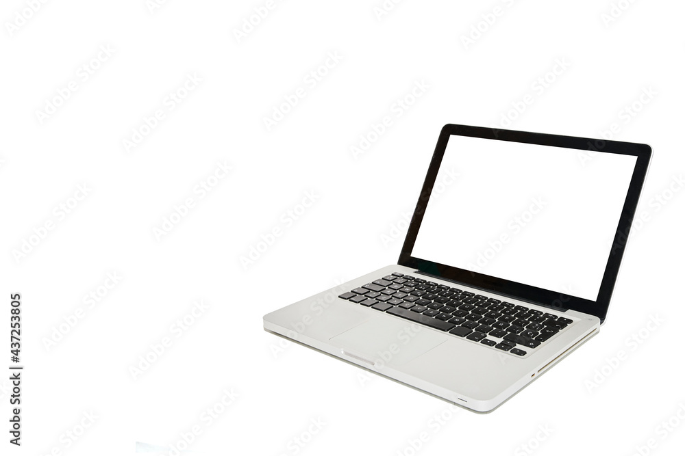 Laptop with blank screen on white background with copy space for text Laptop with blank screen on white background with copy space for text