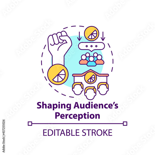 Shaping audience perception concept icon. Strong brand benefit abstract idea thin line illustration. Perceived product value. Brand reputation. Vector isolated outline color drawing. Editable stroke