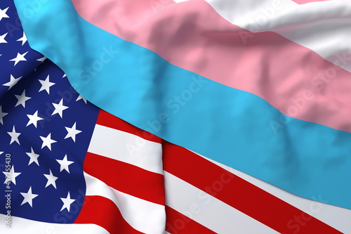 USA America Country Flag Support Respect LGBT LGBTQ Transgender 3d Rendering