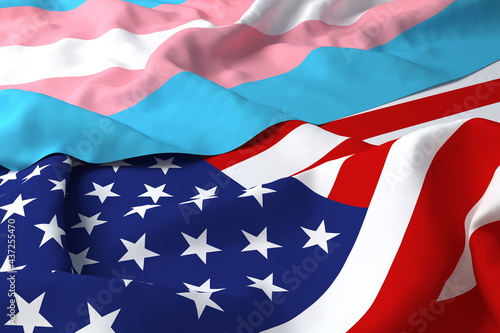 USA America Country Flag Support Respect LGBT LGBTQ Transgender 3d Rendering