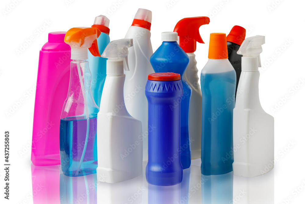 Cleaning Product Isolated On White Background Side view. Household Chemicals. Cleaning Product Isolated On White Background Side view. Household Chemicals.