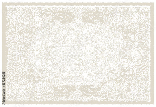 Antique traditional classic rug pattern design distressed texture background. Tie dye texture modern floor in vector 