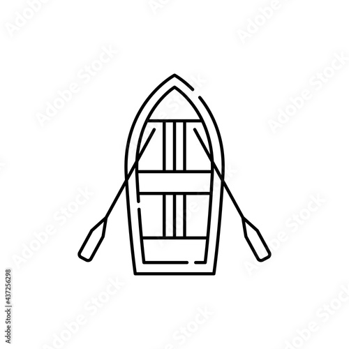 Rowboat line icon. Isolated vector element.