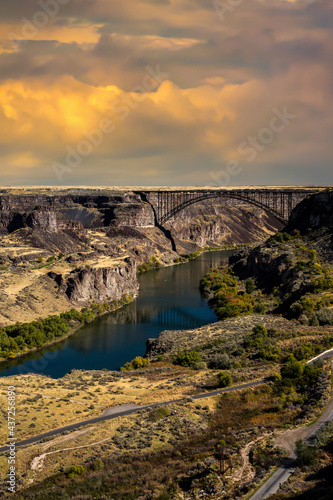 Perrine steel arch bridge over the Snake River at Twon Falls, Idaho.