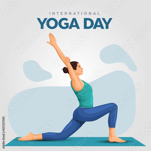 international yoga day. yoga body posture. Woman practicing yoga. vector illustration design