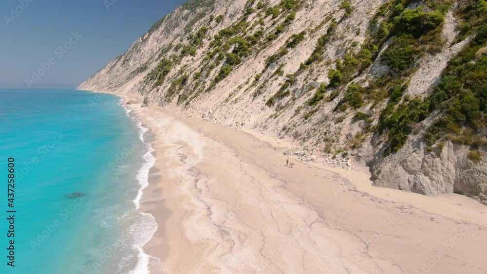 Aerial Nature Greek Landscape with Turquoise Sea and Empty Sand Beach in ammon beach. Aerial Nature Greek Landscape with Turquoise Sea and Empty Sand Beach in ammon beach.