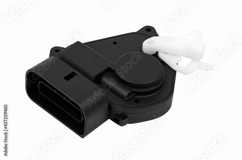 Limit switch for the door of the central lock of a car on a white background.