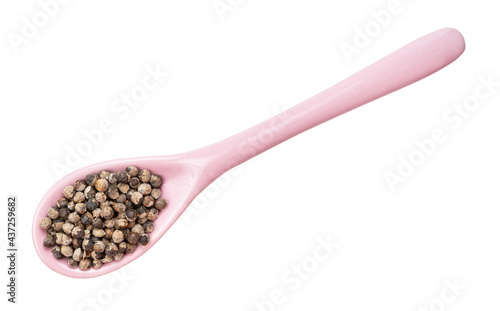 monk s pepper  vitex  in ceramic spoon isolated