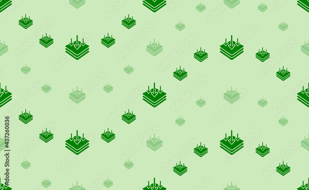 Seamless pattern of large and small green absorbent symbols. The elements are arranged in a wavy. Vector illustration on light green background Seamless pattern of large and small green absorbent symbols. The elements are arranged in a wavy. Vector illustration on light green background
