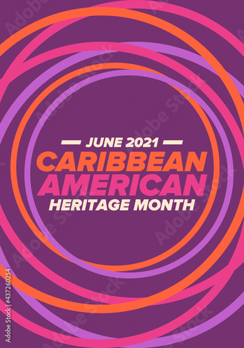 Caribbean American Heritage Month in June. Culture Month to the people of America. Celebrate annual with festival. Happy holiday. Poster, card, banner and background. Vector ilustration