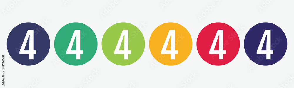Number four flat icon set. Number four flat icon set.