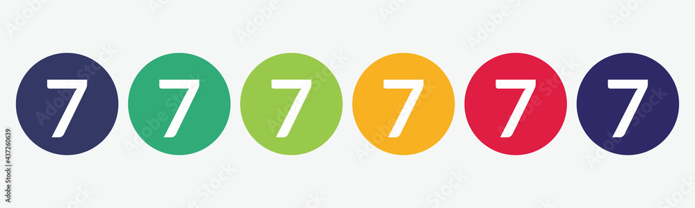 The number seven icon set vector isolated. The number seven icon set vector isolated.