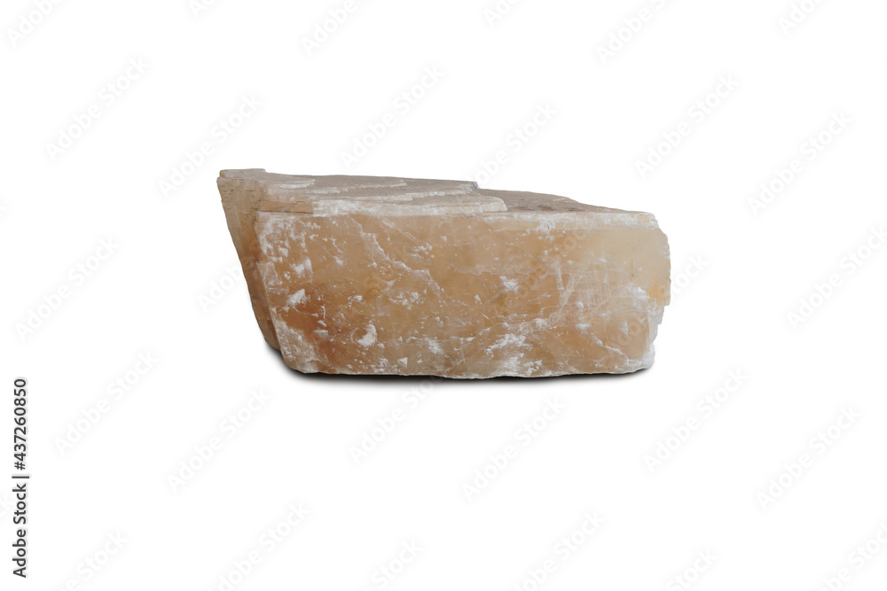 raw of Calcite stone isolated on white background from Lamphun, Thailand. raw of Calcite stone isolated on white background from Lamphun, Thailand.