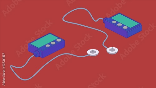 Isometric vector illustration of insulin pump.
