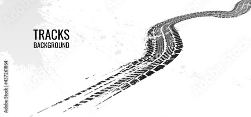 Tire tracks, vector illustration, grunge. For background page, brochure template, booklet, flyer.
