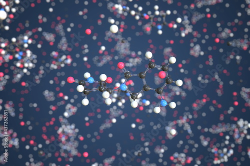 Lenalidomide molecule. Conceptual molecular model. Chemical 3d rendering
