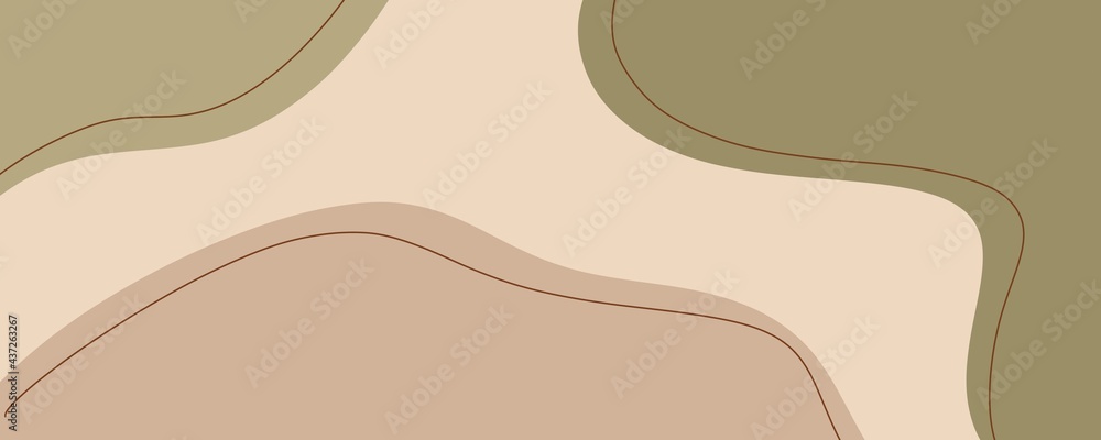 Abstract boho art background. Aesthetic minimal style wallpape, Organic shapes, Watercolor. Hand drawn various shapes. Contemporary modern illustration banner. Trendy earth green brown colors Abstract boho art background. Aesthetic minimal style wallpape, Organic shapes, Watercolor. Hand drawn various shapes. Contemporary modern illustration banner. Trendy earth green brown colors