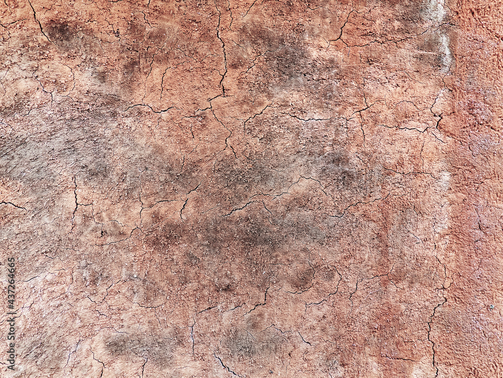 Full Frame Background of Brown Cracked Dirt Wall