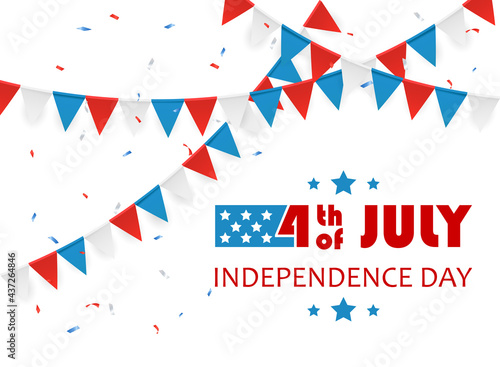 Independence Day Pennants on White Background