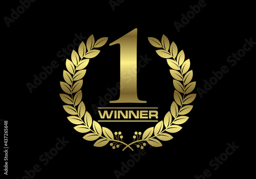 Golden number-one icon, Award, champion, winner, success concept abstract logo sign symbol.