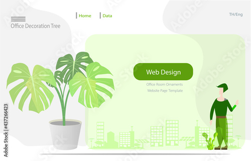 Green Website Page Template For Business Vector Format