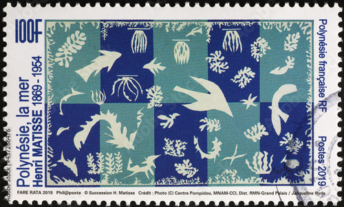 The sea painted by Matisse on polynesian postage stamp