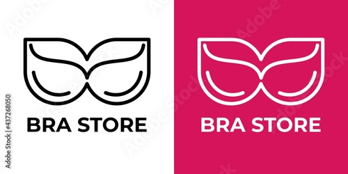 Vector linear logo for bra shop. Bra linear icon.