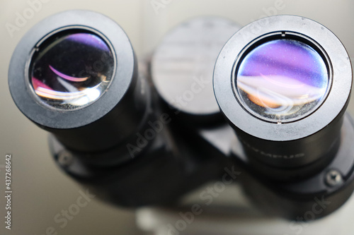 close-up capture of microscope microscope eyepiece