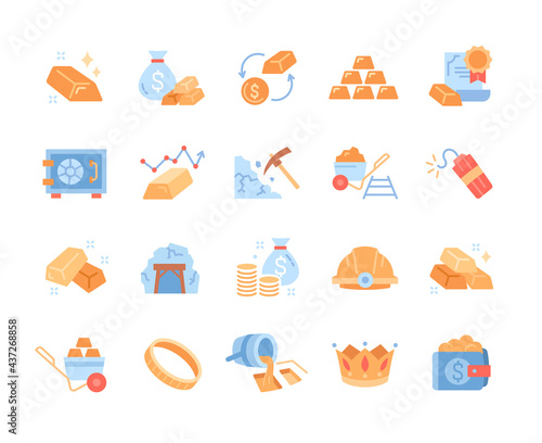 Colorful set of gold icons