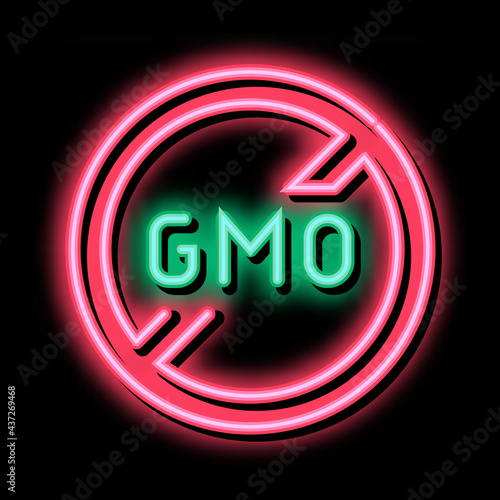 Gmo Crossed neon light sign vector. Glowing bright icon Gmo Crossed sign. transparent symbol illustration photo