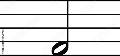 Black music half note on staff lines