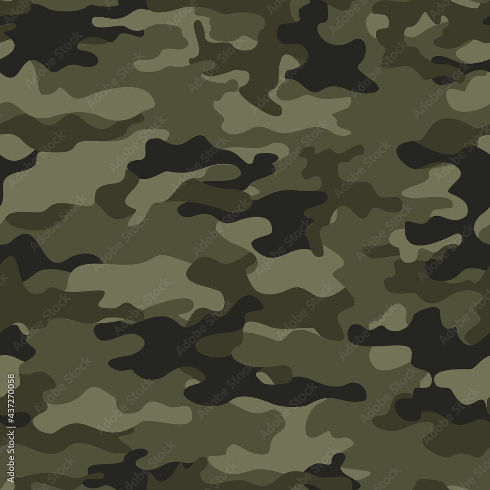 Fototapeta premium Abstraction camouflage seamless forest texture for printing clothing, fabric. Military
