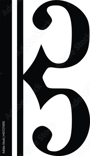 Black music symbol of C clef