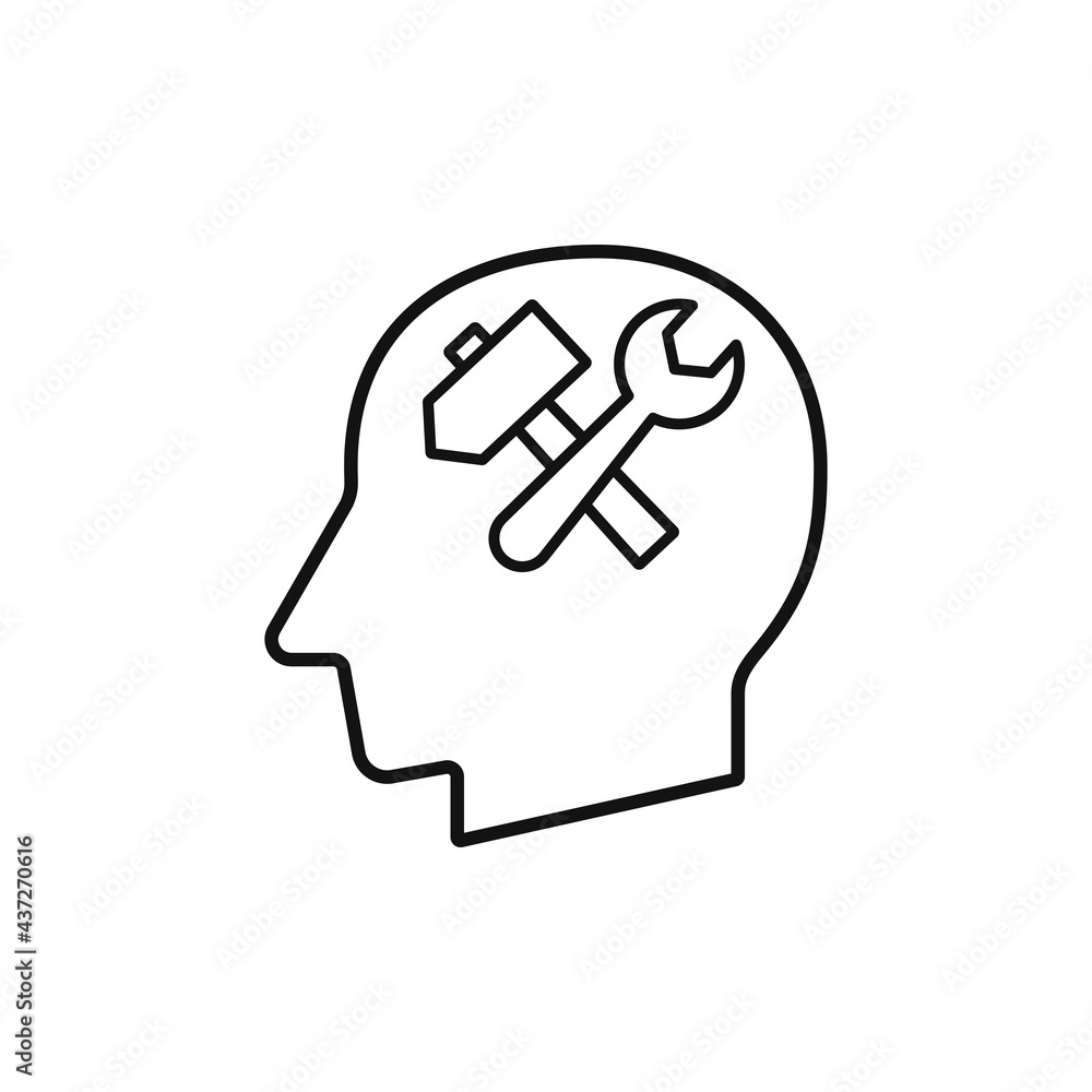 Human head with hummer and wrench sign silhouette vector illustration Human head with hummer and wrench sign silhouette vector illustration